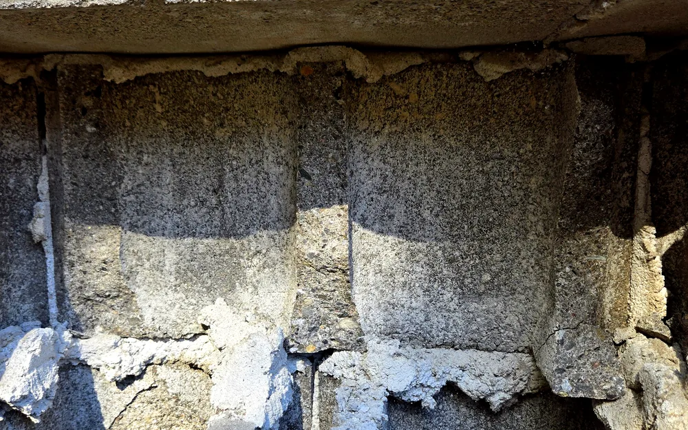 Deteriorated concrete block foundation with failing mortar joints